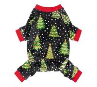 Fitwarm Christmas Tree Dog Pajamas, Christmas Clothes for Small Dogs Boy Girl, Holiday Pet Outfit, Black, Red, Green, Yellow, XS