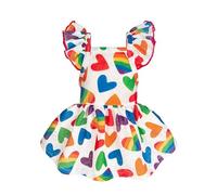 Fitwarm Colorful Heart Dog Dress, Summer Clothes for Small Dogs Girl, Cute Pet Rainbow Outfit, Red, Yellow, Blue, Green, White, Large