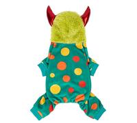 Fitwarm Devil Horns Halloween Dog Monster Costume, Funny Costumes for Small Dogs Boy Girl, Pet Outfit, Teal Blue, Lime Green, Red, Medium