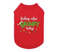 Fitwarm Feeling Extra Grumpy Today Funny Dog Shirt, Christmas Dog Clothes for Small Dogs Boy Girl, Holiday Doggy Tank Top, Pet Outfit, Red, White, Green, Small