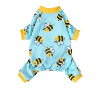 Fitwarm Funny Bee Fleece Dog Pajamas, Warm Winter Dog Clothes for Small Dogs Boy Girl, Cozy Pet Onesie with Feet, Light Blue, Medium