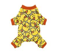 Fitwarm Funny Duck Dog Pajamas, Dog Winter Clothes for Small Dogs Girl, Lightweight Velvet Pet Jumpsuit, Cat Onesie, Yellow, Large