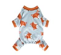 Fitwarm Funny Fox Dog Pajamas, Warm Onesie, Clothes for Small Pets Girl Boy, Lightweight Velvet Outfit, Gray, Orange, XXL