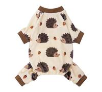 Fitwarm Funny Hedgehog Dog Pajamas, Warm Winter Dog Clothes for Small Dogs Boy Girl, Cozy Pet Onesie with Feet, Beige, Brown, XS