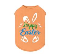 Fitwarm Happy Easter Bunny Dog Shirt, Easter Dog Clothes for Small Dogs Boy Girl, Cute Pet Outfit, Green, Blue, White, Orange, Large