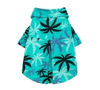 Fitwarm Hawaiian Coconut Palm Dog Shirt, Tropical Summer Clothes for Small Dogs Boy, Pet Collared Outfit, Light Sea Green, Black, XXL