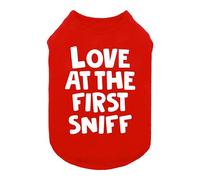 Fitwarm Love at The First Sniff Dog Shirt, Dog Valentines Outfit, Summer Dog Clothes for Small Dogs Boy Girl, Funny Dog Tshirt, Lightweight Breathable Cotton, Pet Cat Outfit, Red, Small