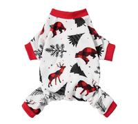 Fitwarm Reindeer Dog Christmas Pajamas, Winter Doggy Clothes for Small Dogs Boy Girl, Fleece Dog Onesie with Feet, Holiday Pet Outfit, Black, White, Red, Medium
