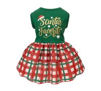Fitwarm Santa's Favorite Dog Dress, Christmas Outfit for Small & Medium Dog | Super Cute Festive Lettering, Classic Plaid Pattern, Soft & Breathable Fabric, Ideal for Christmas & Winter Celebrations