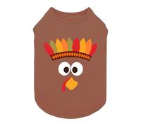 Fitwarm Turkey Face Dog Shirt, Thanksgiving Outfit for Small Dogs Boy Girl, Pet Apparel, Brown, XS
