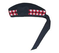 FITWORTH Scottish Glengarry Hat Scottish Wool Piper Bonnet Black with Red, White, Black Diced Highland Scots Cap 4 Kilts Army Bagpipe Torrie at top (64-65cm, 3XL)
