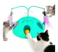 FITWOWFIT Cat Toys, Interactive Cat Toy for Indoor Cats, Automatic Interactive Kitten Toy, Fluttering Feather, Track Balls, Rotating Track Feather Enrichment Kitty Toys for Multi-cat Family (Green)