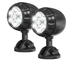 Fitybow Led Motion Sensor Light Battery Operated, IP65 Waterproof Ultra Bright Motion Sensor Outdoor Spotlight Head Adjustable with 8W 600 Lumen 6000K 6LEDs for Garage Yard Porch Patio 2Packs