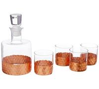 Fitz and Floyd 206532-5WHGB Daphne Decorative Whiskey Decanter Set with Top-Lead Free Glass for Wine, Bourbon, Brandy, Liquor, Copper