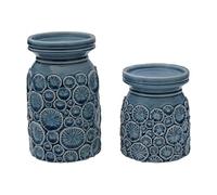 Fitz and Floyd Coastal Home Seashell Pillar Candleholder, Aqua