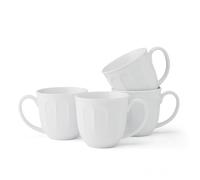 Fitz and Floyd Everyday Vintage Scalloped Set of 4 Porcelain Coffee Tea Mugs, 13 Ounce, White