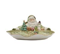 Fitz and Floyd Holiday Home Green Santa Serving Decor Bowl, 13.5 Inch