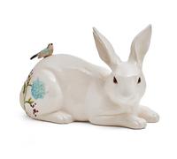Fitz and Floyd Meadow Rabbit Ceramic Decorative Resting Figurine, 10 Inch