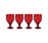 Fitz & Floyd 80-293 Trestle Glassware Ornate Goblets, Glass, Red
