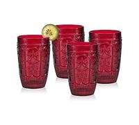 Fitz & Floyd Fitz and Floyd Trestle Highball Tumbler Cups, Set of 4, Red