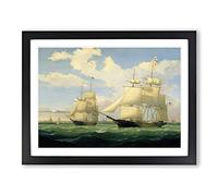 Fitz Hugh Lane Boston Harbour Classic Painting Framed Print | A4 Black Framed Wall Art | Ready to Hang | Classic Historical Picture | Living Room Bedroom Lounge Office