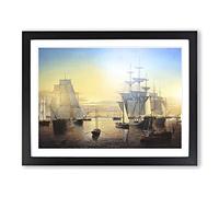 Fitz Hugh Lane Ships in Boston Harbour Classic Painting Framed Print | A3 Black Framed Wall Art | Ready to Hang | Classic Historical Picture | Living Room Bedroom Lounge Office