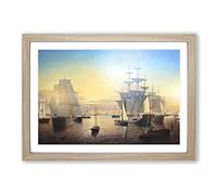 Fitz Hugh Lane Ships in Boston Harbour Framed Print | A2 Oak Framed Wall Art | Ready to Hang | Modern Nature Picture | Living Room Bedroom Lounge Office
