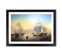 Fitz Hugh Lane Ships in Boston Harbour Framed Print | A2 Oak Framed Wall Art | Ready to Hang | Modern Nature Picture | Living Room Bedroom Lounge Office