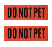 FITZNORA Embroidered Do Not Pet Patches, 2 Pack Clear Sign with Hook and Loop Pieces, Easy to Read Tabs for Dog Vest Harness Collar, 6 x 2 inches