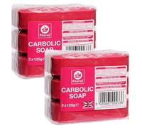 Fitzroy Carbolic Soap Original 6 Bars (2 Packs of 3x125g soaps) | Antibacterial Soap | Antifungal Soap | Laundry Soap Bar | Traditional Antiseptic Soap | Bars of Soap for Household & Industrial Use