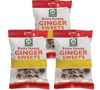 Fitzroy Extra Strong Ginger Sweets 3 x 100g - Hard Boiled Sweets, Individually Wrapped sweets, Vegetarian, Vegan, Gluten Free, Travel Sweets, Hard Candy, Sweet shop, Boiled Sweets Wrapped