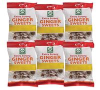 Fitzroy Extra Strong Ginger Sweets 6 x 100g - Hard Boiled Sweets, Individually Wrapped sweets, Vegetarian, Vegan, Gluten Free, Travel Sweets, Hard Candy, Sweet shop, Boiled Sweets Wrapped
