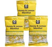 Fitzroy Honey & Lemon Menthol Hard Boiled Sweets 3 x 100g | Sore Throat Lozenges, Cough Drops