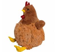 Fiugasd Brown Chicken Plush Figure 22 cm, Hen Teddy for Adult Shelf Decor | Brown chicken plush figure, approx. 22 cm high, with red comb and yellow beak and feet for adult display areas.