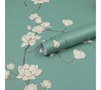 Fiula 44CMx6M Peel and Stick Wallpaper Floral Self Adhesive Wallpaper Flower Green Contact Paper Sticky Back Plastic Paper Furniture Sticker Living Room Bedroom Renter Friendly