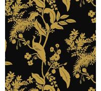 Fiula Black and Gold Peel and Stick Wallpaper Self Adhesive Wallpaper Bird Floral Leaf Sticky Back Contact Paper Vinyl Warp Vintage Furniture Sticker Living Room Bedroom Waterproof 44CMx10M