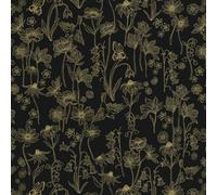 Fiula Black and Gold Self Adhesive Wallpaper 44x300cm Floral Peel and Stick Wallpaper Contact Paper Bird Bee Muster Wallpaper Waterproof Vinyl Wrap for Furniture Retro Bedroom Living Room Cabinet