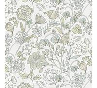 Fiula Floral Peel and Stick Wallpaper 41x300CM Self Adhesive Wallpaper Colourful Contact Paper Leaf Sticky Back Plastic Roll for Living Room Bedroom White Botanical Sticky Wallpaper Vinyl Wrap