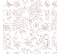 Fiula Floral Peel and Stick Wallpaper Self Adhesive Wallpaper 44x300CM Pink White Contact Paper Thick Vinyl Wrap for Furniture Waterproof Removable for Living Room Bedroom Butterfly Tulips