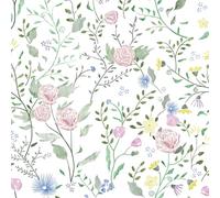 Fiula Flowers Self-Adhesive Wallpaper 44 cm x 10 m Floral Adhesive Film DIY Furniture Film Flower Wallpaper Leaves Wall Wallpaper Living Room Bedroom Furniture Vinyl Wrap Decorative Film White Red