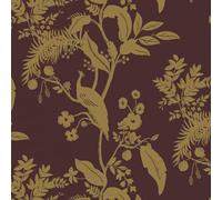 Fiula Gold Red Peel and Stick Wallpaper 44CMx3M Self Adhesive Wallpaper Bird Floral Vinyl Wrap Removable Leaf Contact Paper Waterproof Covering Paper for Cabinet Wall Living Room Bedroom Furniture