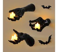 Fiula Halloween Horror Hand Halloween Wall Decor Halloween Candle Holder Hand Halloween Devil's Hand Art Light Severed Hand Candle Holder Suitable for Halloween,Atmospheric Decorations (Oval)