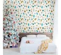 Fiula Little Angel Vinyl Christmas Tree Peel and Stick Wallpaper,45CM*3M Peelable Christmas-Themed Wallpaper,Waterproof,Suitable for Bedrooms and Living Rooms