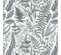 Fiula Peel and Stick Wallpaper Leaf Self Adhesive Wallpaper Vinyl Wrap Light Grey Wallpaper Peel Stick Contact Paper Fern Botanical Wallpaper Removable Waterproof Bedroom Wallpaper 41CMx3M