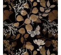 Fiula Peel and Stick Wallpaper Self Adhesive Wallpaper 41CMx10M Floral Butterfly Vinyl Wrap Leaves Vintage Stick On Contact Paper Dark Brown Furniture Sticker Sticky Back Living Room Bedroom