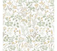 Fiula Peel and Stick Wallpaper Self Adhesive Wallpaper Floral Leaf 44x300CM Vinyl Wrap for Furniture Botanical Contact Paper for Living Room Bedroom Stick on Wall Paper Removable White Orange Green
