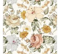 Fiula Self Adhesive Wallpaper Floral Leaf Peel and Stick Wallpaper Botanical Flower Decorative Furniture Sticker Removable Vinyl Wrap Roll for Bedroom Wall Cabinet Living Room 44CM x 3M White
