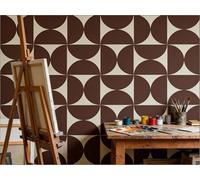 Fiula Self Adhesive Wallpaper Geometric Peel and Stick Wallpaper Dark Red and Grey 44x1000CM Square Contact Paper Thicken Waterproof Retro Removable Vinyl Wrao Paper Living Room Wine