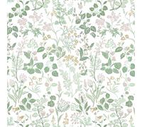 Fiula White Green Self Adhesive Wallpaper Floral Leaf Peel and Stick Wallpaper 44CMx10M Vinyl Wrap for Furniture Botanical Contact Paper for Living Room Bedroom Stick on Wall Paper Removable Pink