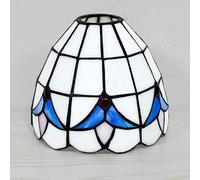 Fiunkes 6 Inch Blue White Glass Lamp Shade Replacement, Tiffany Style Stained Glass Small Lamp Shade Only for Table Lamps Ceiling Lamps Floor Lamp Night Lamp Island Lamp,largehole